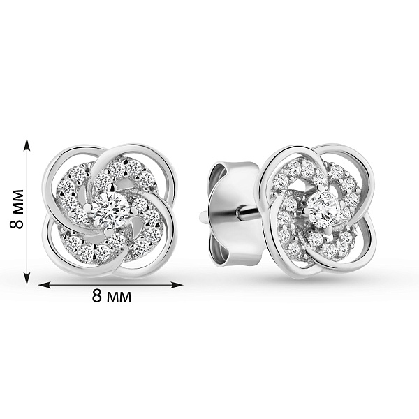 Серебряные серьги пусеты с фианитами (арт. 7518/2186083) – изображение 2