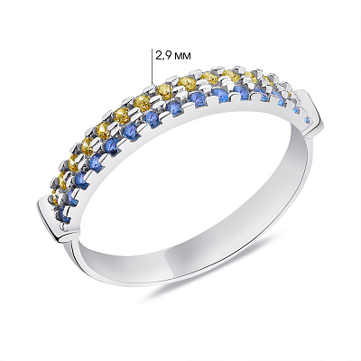Серебряное кольцо с синими и желтыми альпинитами (арт. 7501/А168/1агжкю)