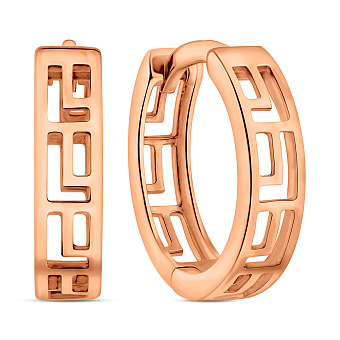 Фото Серьги-кольца из красного золота с греческим орнаментом Олимпия (арт. 110915)