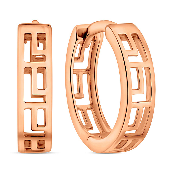 Серьги-кольца из красного золота с греческим орнаментом Олимпия (арт. 110915) – изображение 1