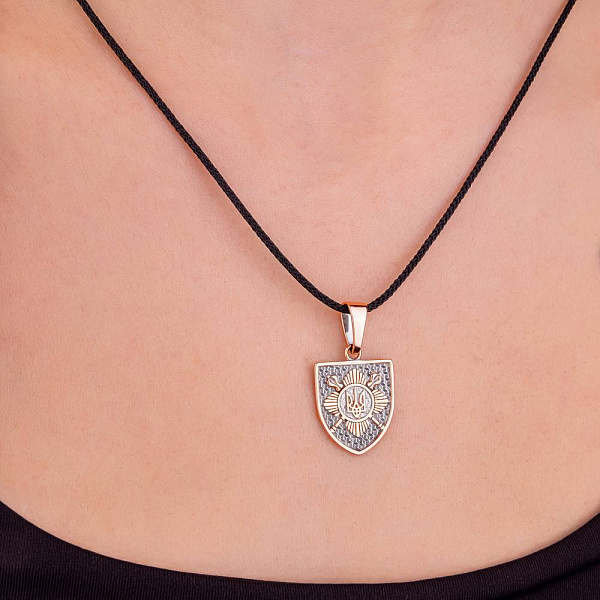 Золотой кулон-оберег Трезубец-Герб Украины для ВСУ (арт. 440909ч) – изображение 4