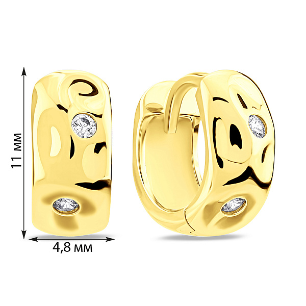 Серебряные серьги-кольца с россыпью фианитов (арт. 7502/9704/10ж) – изображение 2