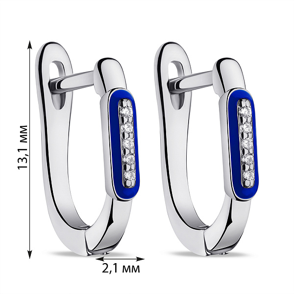 Серьги из серебра с эмалью и фианитами (арт. 7502/9501ес) – изображение 2