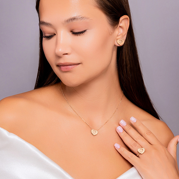 Золотое колье Сердце без камней (арт. 353002) – изображение 4