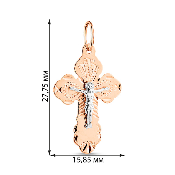 Хрестик з червоного золота з розп'яттям (арт. 512902) – зображення 4