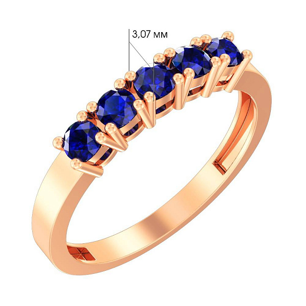 Золота каблучка з сапфірами (арт. 141027Пс) – зображення 3