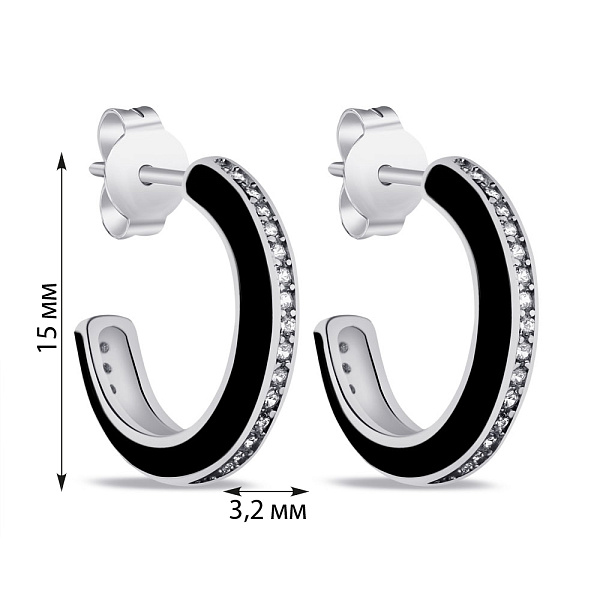 Серьги из серебра с фианитами и эмалью (арт. 7518/6700еч) – изображение 2