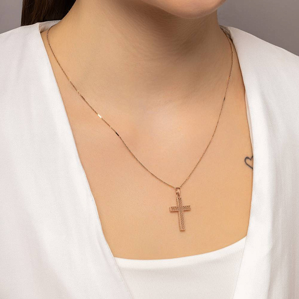 Крестик из красного золота (арт. 440863) – изображение 2