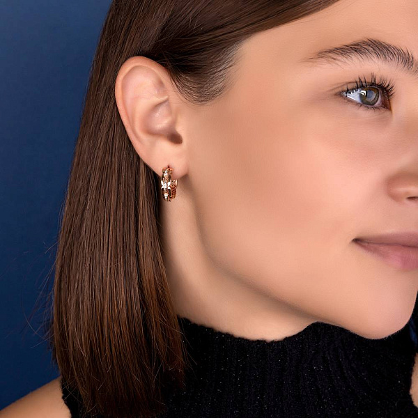 Золотые серьги-кольца Звенья (арт. 1091136/15) – изображение 3