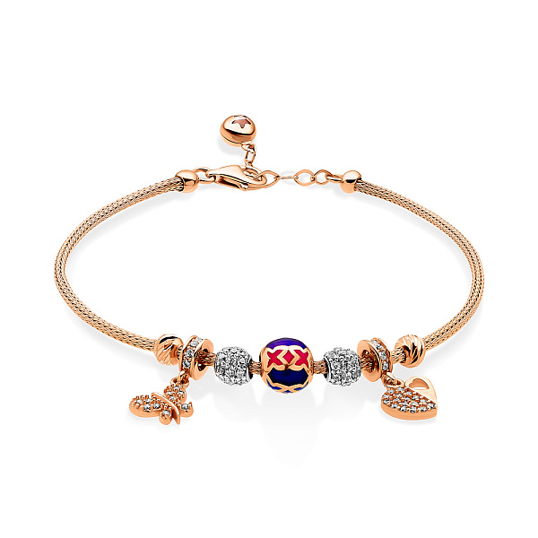 Браслет из красного золота с эмалью и фианитами (арт. 325111ецвП2) – изображение 1