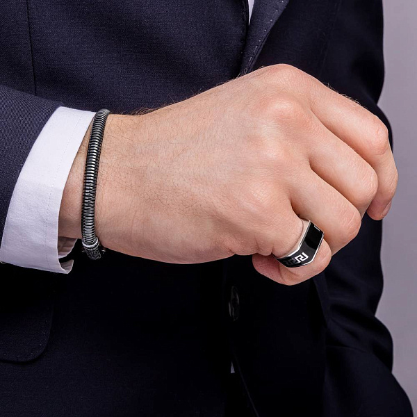 Серебряный мужской браслет (арт. 7909/4638ч) – изображение 3