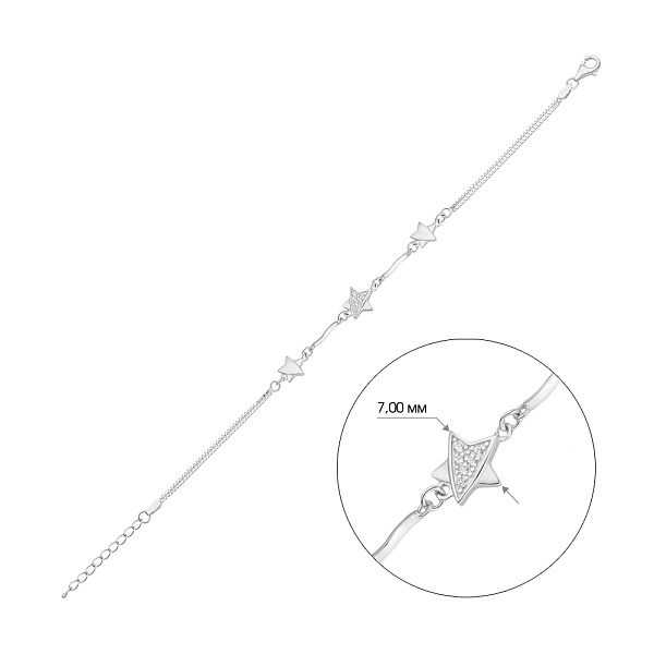 Браслет из серебра «Звезды» с фианитами (арт. 7509/2414) – изображение 2
