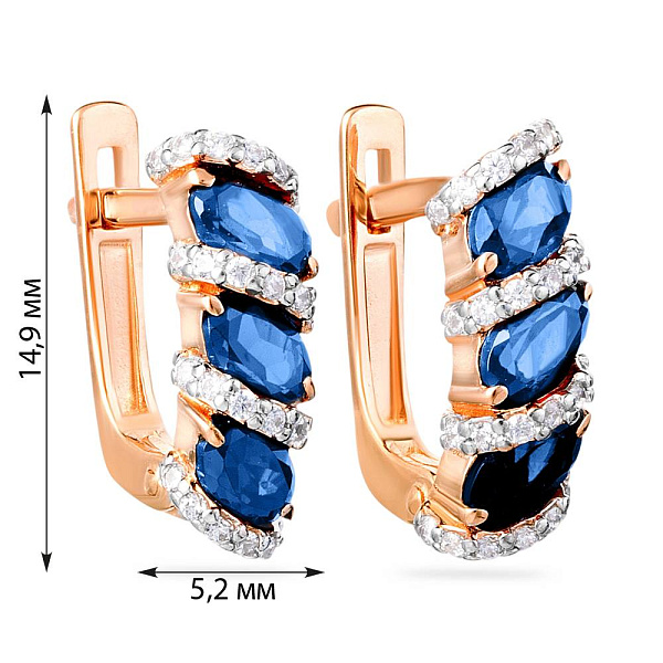 Серьги из золота с темно-голубыми топазами  (арт. 110350Пл) – изображение 2
