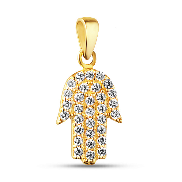 Подвес "Хамса" из желтого золота с россыпью фианитов (арт. 423921ж) – изображение 1