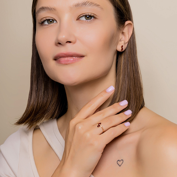 Золоті сережки з гранатом (арт. 111234Пк) – зображення 3