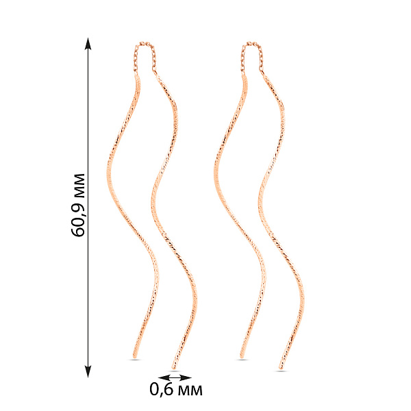 Золотые серьги-протяжки (арт. 1101014) – изображение 4