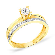Фото Кольцо помолвочное из желтого золота с фианитами (арт. 140619ж)