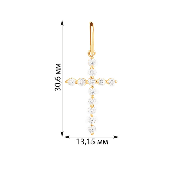 Золота підвіска-хрестик з фіанітами (арт. 440543ж) – зображення 2