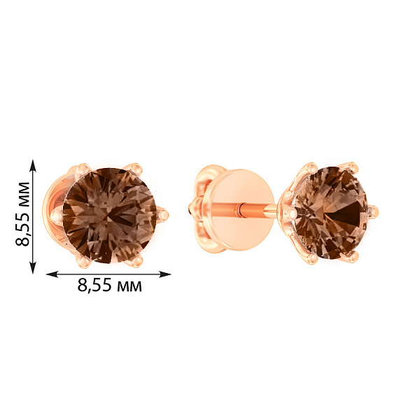 Золотые серьги-пусеты с кварцем (арт. 110341Пкр) – изображение 2