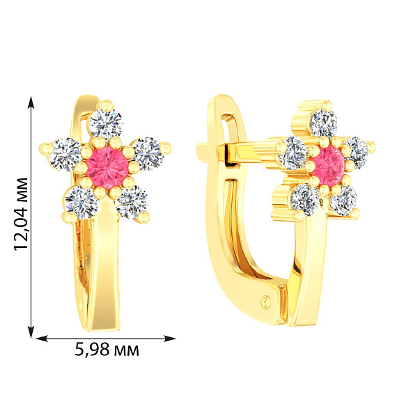 Дитячі сережки «Квіточки» з жовтого золота (арт. 110613жр) – зображення 2