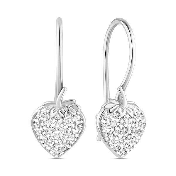 Детские золотые серьги Клубника с фианитами (арт. 110489б) – изображение 1