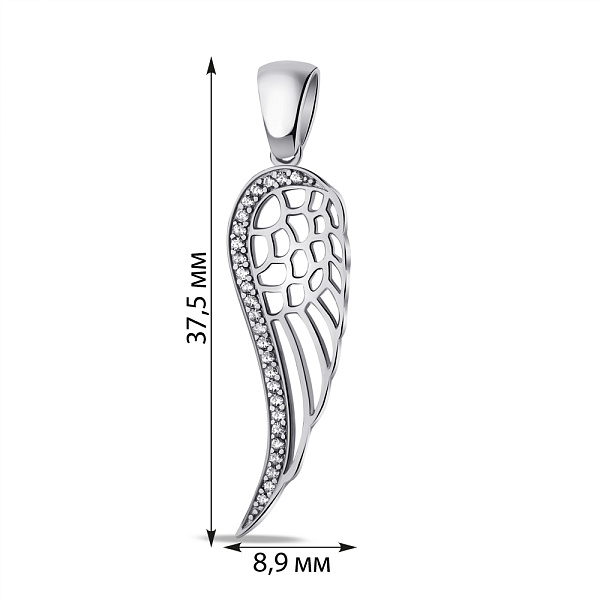 Серебряный подвес Крыло с фианитами (арт. 7503/4197) – изображение 2