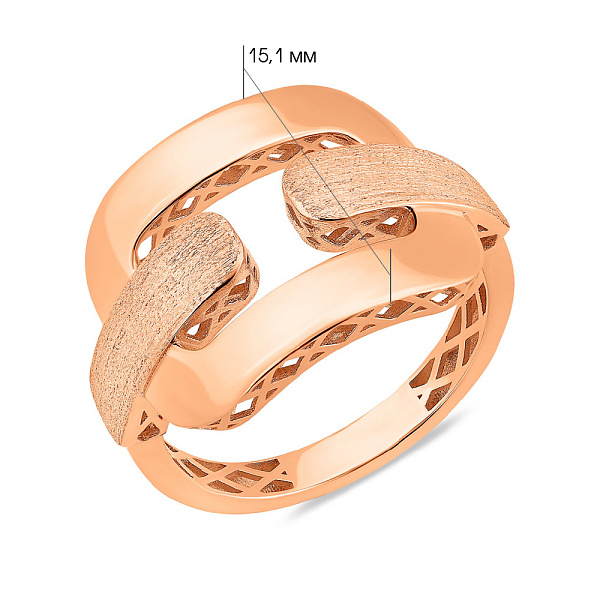 Каблучка з червоного золота без каменів (арт. 156630м) – зображення 6