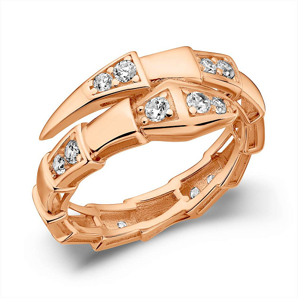 Золотое кольцо Змея с фианитами (арт. 156640) – изображение 1