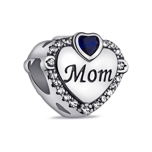 Срібний шарм Сердечко з альпінітом та фіанітами (арт. 7903/4258ас) – зображення 1