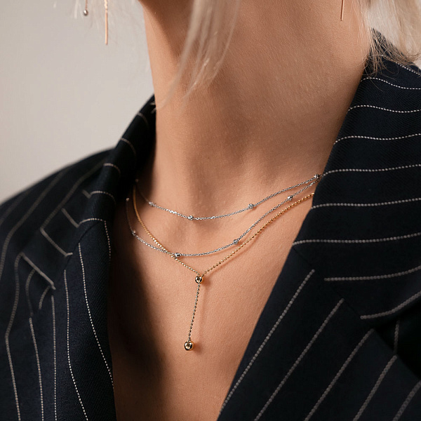 Кольє з білого золота (арт. 360179б) – зображення 3