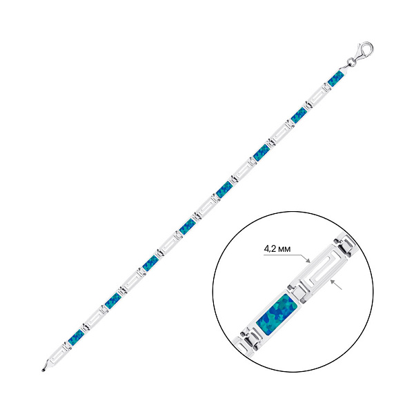 Срібний браслет з синім опалом (арт. 7509/3166Пос) – зображення 2
