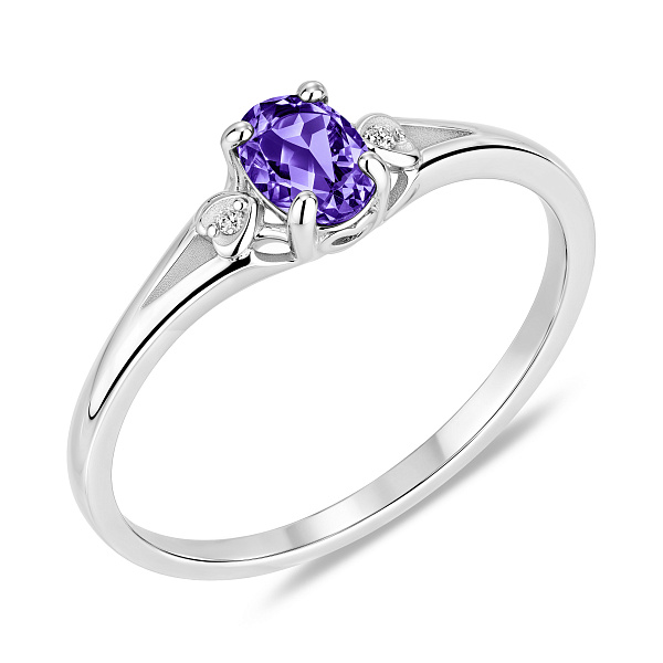 Серебряное кольцо с аметистом и фианитами (арт. 7501/8935А) – изображение 1