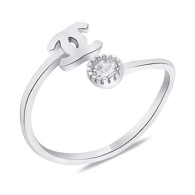 Безразмерное серебряное кольцо с фианитами  (арт. 7501/К2Ф/1289-17)