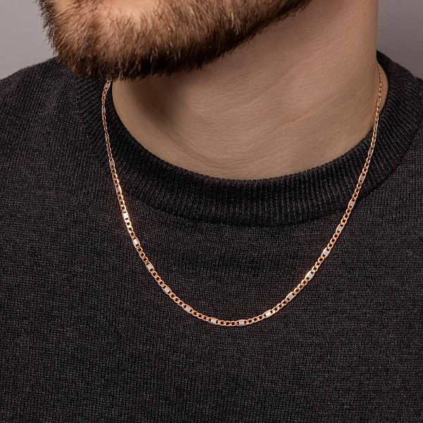 Золотая цепочка плетения Картье с пластиной (арт. 306104р) – изображение 3