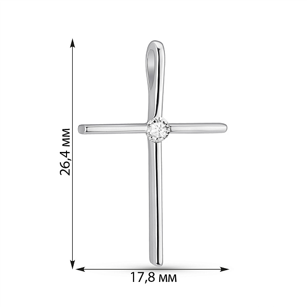 Серебряный подвес Крестик с фианитом (арт. 7503/П2Ф/100) – изображение 2