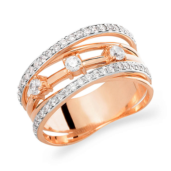 Золотое кольцо с фианитами (арт. 140534) – изображение 1