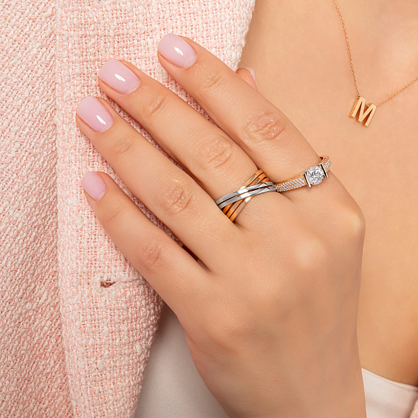 Кольцо из красного золота с родированием (арт. 140826) – изображение 3