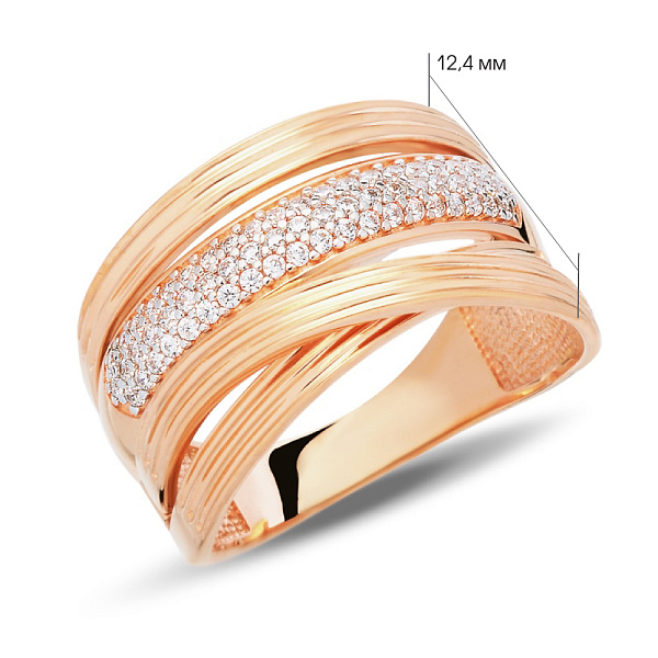 Золотое кольцо с фианитами (арт. 140605) – изображение 2