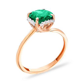 Фото Золота каблучка з кварцом і фіанітами (арт. 140561Пз)