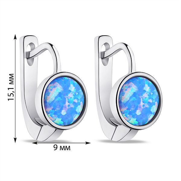 Серебряные серьги с голубым опалом (арт. 7502/3814Пог) – изображение 2