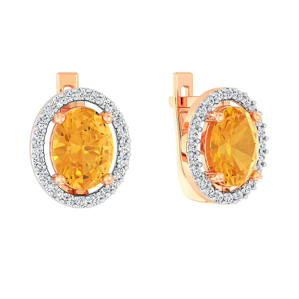 Сережки из золота с цитрином и фианитами (арт. 111153Пц) – изображение 1