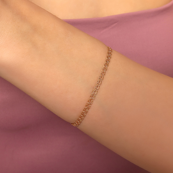 Золотий тонкий браслет плетіння Бісмарк (арт. цр3103-040) – зображення 2