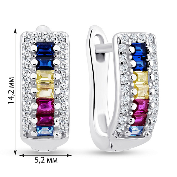 Срібні сережки з альпінітами і фіанітами (арт. 7502/9575ацв) – зображення 2