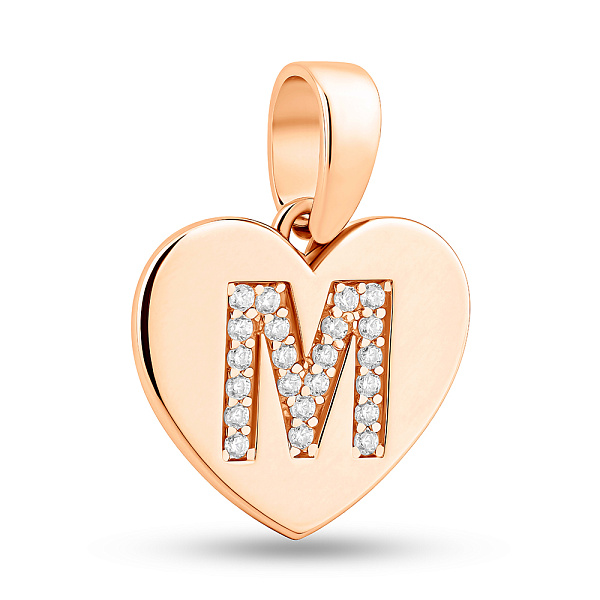 Золотой кулон Буква М с фианитами (арт. 440986) – изображение 1
