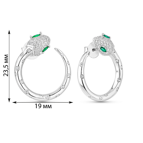 Серебряные серьги-пусеты Змея (арт. 7518/7436аз) – изображение 2