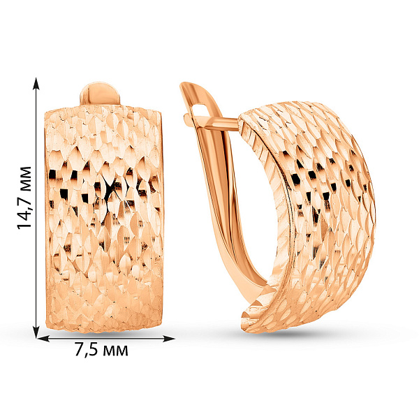 Золотые серьги с алмазной гранью (арт. 120401) – изображение 3