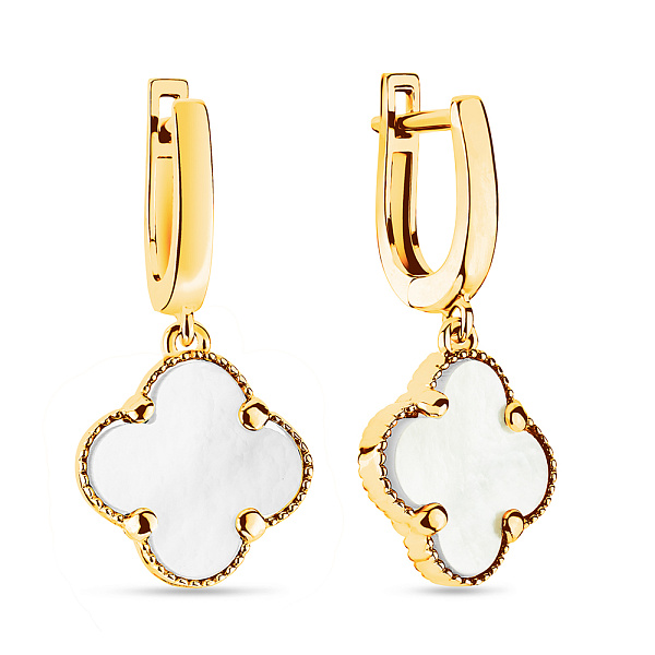 Серьги-подвески из желтого золота с перламутром (арт. 105693/15жп) – изображение 1