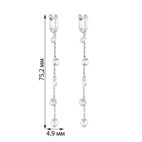 Серьги-подвески из серебра с фианитами (арт. 7502/4842) – изображение 2