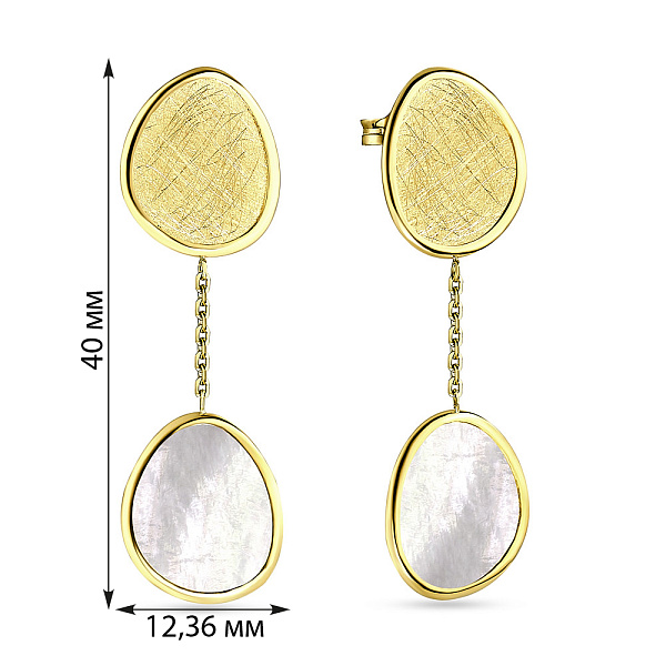 Золотые серьги пусеты Diva с перламутром (арт. 107595жп) – изображение 5