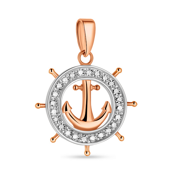 Підвіс "Якір" з червоного золота з родіюванням  (арт. 424484р) – зображення 1